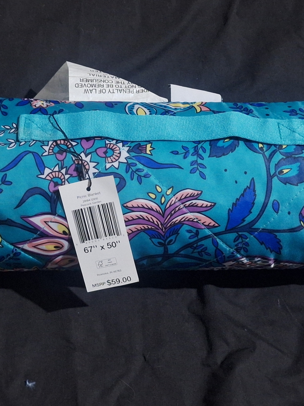 Vera Bradley Teal Floral Picnic Blanket